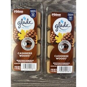 2 X Glade Cashmere Woods Wax Melts 16 Total Scented